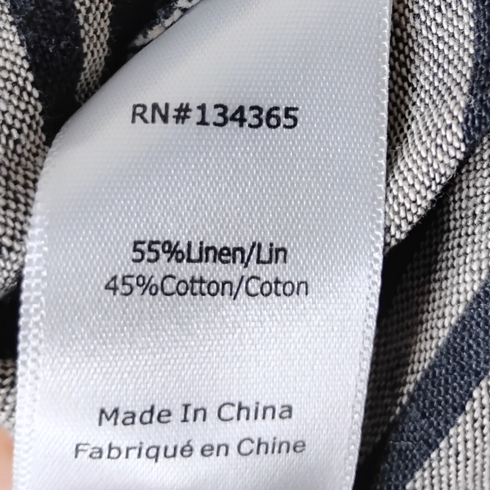 Andrea Jovine Linen-Cotton Top Black & Tan Size L NWT - Picture 6 of 8
